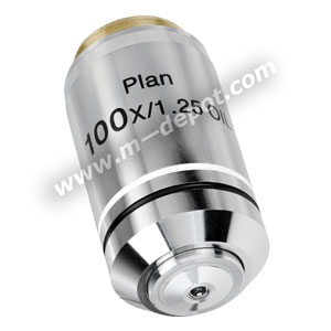 Objective Lens, 100xR(oil) Plan Achromat, N.A. 1.25, W.D. 0.15mm - 160mm - DIN Standard